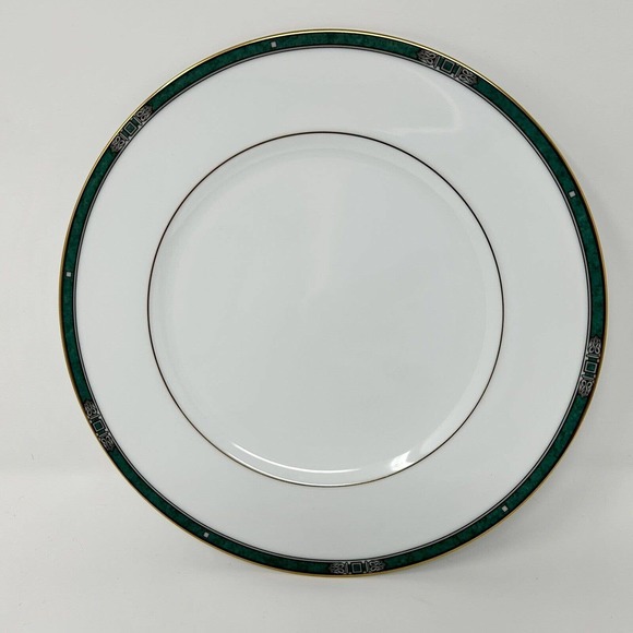 Noritake Emerald Crest 4130 Dinner Plate 10.5” Green Gold White NWT - Picture 7 of 16